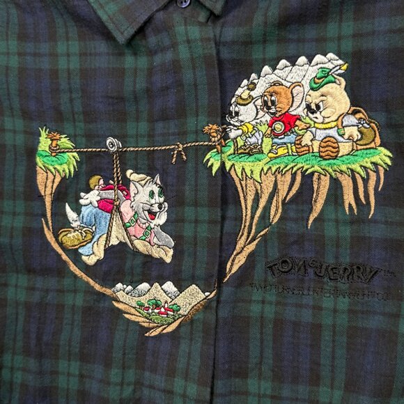 VTG Segreta by Emmanuel Schvili Plaid Button-Down Shirt Tom & Jerry Size 44 - Picture 4 of 14